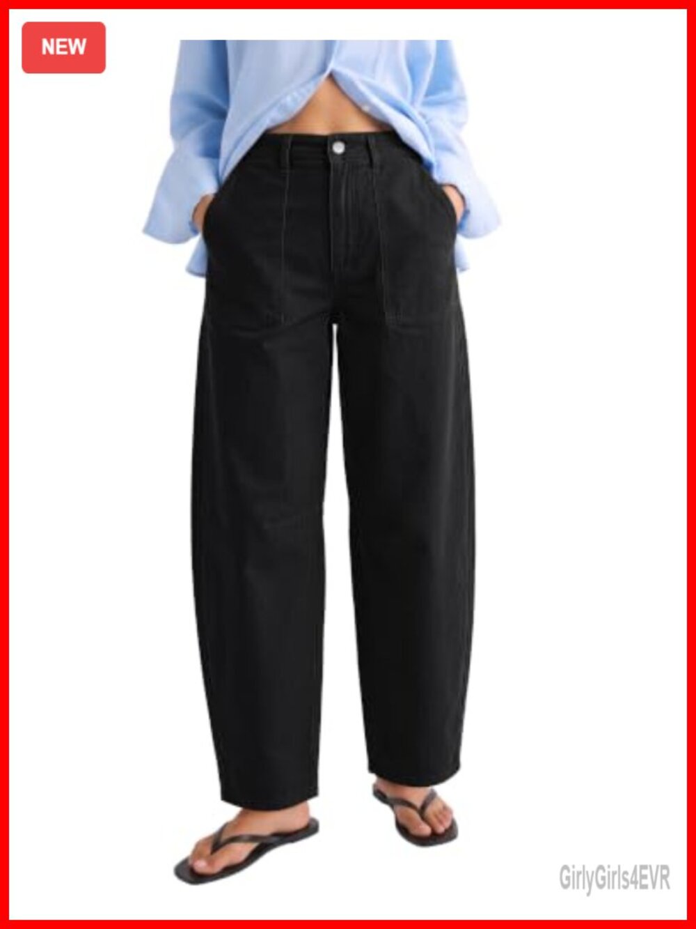 Barrel Pants Women High Waisted Ankle Chino Trousers Business Casual